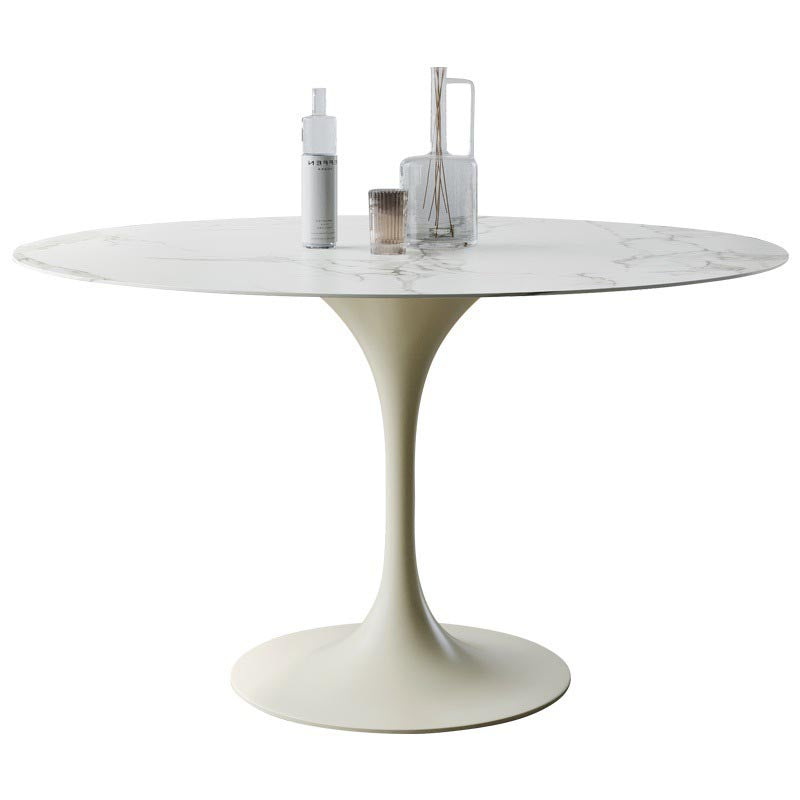 Stone Top Dining Table Modern Round Table with Pedestal Base Clearhalo 'Dining Tables & Seating' 'Dining Tables' 'dining_table' 'furn' 'furn_dining_table' 'Furniture' 'furniture_dining_table' 'Kitchen & Dining Furniture' 'kitchen' 'kitchen_dining_table' 4900658