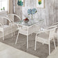 Rattan Contemporary Rectangular Dining Table Glass Top Table for Dining Room White Without Chairs Clearhalo 'Dining Tables & Seating' 'Dining Tables' 'dining_table' 'furn' 'furn_dining_table' 'Furniture' 'furniture_dining_table' 'Kitchen & Dining Furniture' 'kitchen' 'kitchen_dining_table' 4900674
