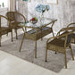 Rattan Contemporary Rectangular Dining Table Glass Top Table for Dining Room Green Without Chairs Clearhalo 'Dining Tables & Seating' 'Dining Tables' 'dining_table' 'furn' 'furn_dining_table' 'Furniture' 'furniture_dining_table' 'Kitchen & Dining Furniture' 'kitchen' 'kitchen_dining_table' 4900675