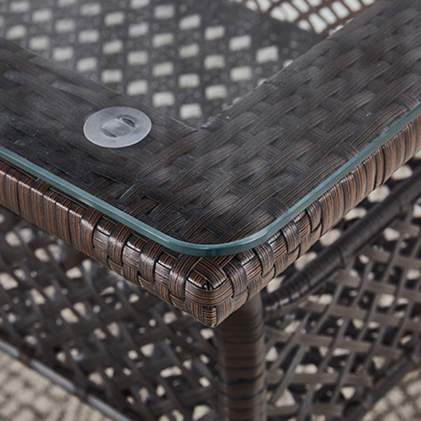Rattan Contemporary Rectangular Dining Table Glass Top Table for Dining Room Clearhalo 'Dining Tables & Seating' 'Dining Tables' 'dining_table' 'furn' 'furn_dining_table' 'Furniture' 'furniture_dining_table' 'Kitchen & Dining Furniture' 'kitchen' 'kitchen_dining_table' 4900678