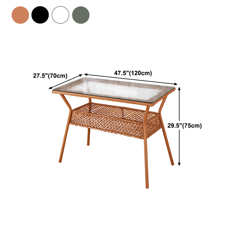 Rattan Contemporary Rectangular Dining Table Glass Top Table for Dining Room Clearhalo 'Dining Tables & Seating' 'Dining Tables' 'dining_table' 'furn' 'furn_dining_table' 'Furniture' 'furniture_dining_table' 'Kitchen & Dining Furniture' 'kitchen' 'kitchen_dining_table' 4900683