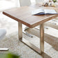Modern Pine Wood Table for Restaurant Rectangle Dining Table with Silver Double Pedestal Clearhalo 'Dining Tables & Seating' 'Dining Tables' 'dining_table' 'furn' 'furn_dining_table' 'Furniture' 'furniture_dining_table' 'Kitchen & Dining Furniture' 'kitchen' 'kitchen_dining_table' 4900691