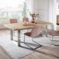 Modern Pine Wood Table for Restaurant Rectangle Dining Table with Silver Double Pedestal Clearhalo 'Dining Tables & Seating' 'Dining Tables' 'dining_table' 'furn' 'furn_dining_table' 'Furniture' 'furniture_dining_table' 'Kitchen & Dining Furniture' 'kitchen' 'kitchen_dining_table' 4900695