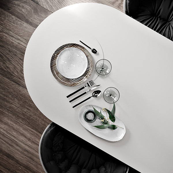 Contemporary Wood Top Oval Dinette Table White Base Dining Table for Living Room Clearhalo 'Dining Tables & Seating' 'Dining Tables' 'dining_table' 'furn' 'furn_dining_table' 'Furniture' 'furniture_dining_table' 'Kitchen & Dining Furniture' 'kitchen' 'kitchen_dining_table' 4900712