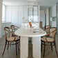 Contemporary Artificial Wood Top Oval Dinette Table Simple Dining Table for Living Room White 70.9"L x 31.5"W x 29.5"H Without Chairs Clearhalo 'Dining Tables & Seating' 'Dining Tables' 'dining_table' 'furn' 'furn_dining_table' 'Furniture' 'furniture_dining_table' 'Kitchen & Dining Furniture' 'kitchen' 'kitchen_dining_table' 4900726