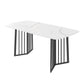 Black Metal Double Pedestal Dining Table Industrial Rectangle Fixed Table White 47.2"L x 23.6"W x 29.5"H Without Chairs Clearhalo 'Dining Tables & Seating' 'Dining Tables' 'dining_table' 'furn' 'furn_dining_table' 'Furniture' 'furniture_dining_table' 'Kitchen & Dining Furniture' 'kitchen' 'kitchen_dining_table' 4900741