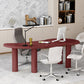 Nordic Solid Wood Table for Restaurant Unique Shape Table with 4 Legs Red 70.9"L x 35.4"W x 29.5"H Without Chairs Clearhalo 'Dining Tables & Seating' 'Dining Tables' 'dining_table' 'furn' 'furn_dining_table' 'Furniture' 'furniture_dining_table' 'Kitchen & Dining Furniture' 'kitchen' 'kitchen_dining_table' 4900755