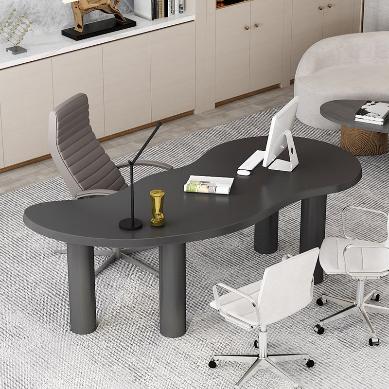 Nordic Solid Wood Table for Restaurant Unique Shape Table with 4 Legs Black 78.7"L x 35.4"W x 29.5"H Without Chairs Clearhalo 'Dining Tables & Seating' 'Dining Tables' 'dining_table' 'furn' 'furn_dining_table' 'Furniture' 'furniture_dining_table' 'Kitchen & Dining Furniture' 'kitchen' 'kitchen_dining_table' 4900756
