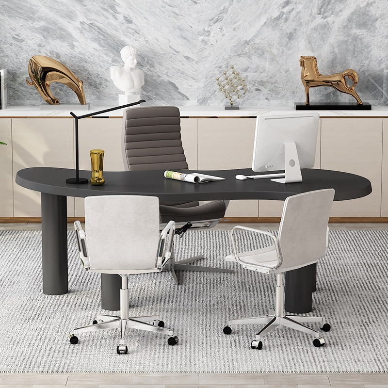 Nordic Solid Wood Table for Restaurant Unique Shape Table with 4 Legs Black 70.9"L x 35.4"W x 29.5"H Without Chairs Clearhalo 'Dining Tables & Seating' 'Dining Tables' 'dining_table' 'furn' 'furn_dining_table' 'Furniture' 'furniture_dining_table' 'Kitchen & Dining Furniture' 'kitchen' 'kitchen_dining_table' 4900758