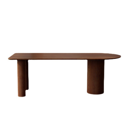 Modern Ash Wood Table for Restaurant Oval Table with 3 Wood Legs Walnut Without Chairs Clearhalo 'Dining Tables & Seating' 'Dining Tables' 'dining_table' 'furn' 'furn_dining_table' 'Furniture' 'furniture_dining_table' 'Kitchen & Dining Furniture' 'kitchen' 'kitchen_dining_table' 4900797