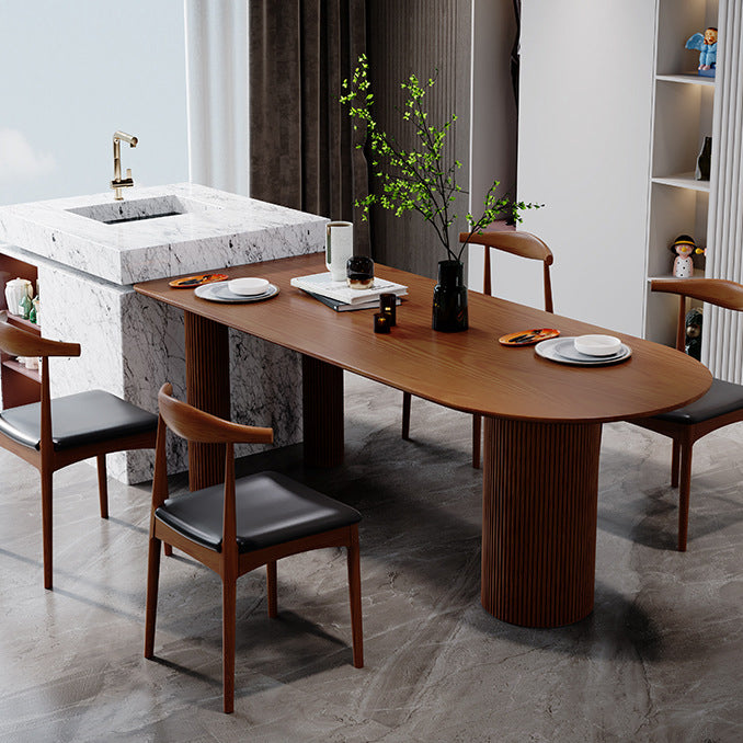Modern Ash Wood Table for Restaurant Oval Table with 3 Wood Legs Clearhalo 'Dining Tables & Seating' 'Dining Tables' 'dining_table' 'furn' 'furn_dining_table' 'Furniture' 'furniture_dining_table' 'Kitchen & Dining Furniture' 'kitchen' 'kitchen_dining_table' 4900800