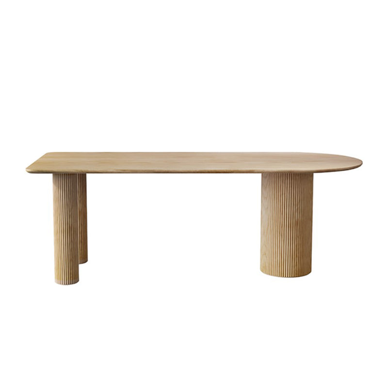 Modern Ash Wood Table for Restaurant Oval Table with 3 Wood Legs Natural Without Chairs Clearhalo 'Dining Tables & Seating' 'Dining Tables' 'dining_table' 'furn' 'furn_dining_table' 'Furniture' 'furniture_dining_table' 'Kitchen & Dining Furniture' 'kitchen' 'kitchen_dining_table' 4900802