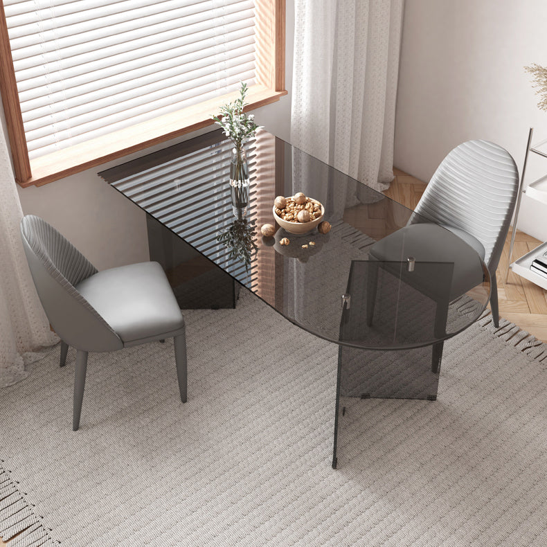 Contemporary Free Form Table Clear Glass Top Table for Dining Room Clearhalo 'Dining Tables & Seating' 'Dining Tables' 'dining_table' 'furn' 'furn_dining_table' 'Furniture' 'furniture_dining_table' 'Kitchen & Dining Furniture' 'kitchen' 'kitchen_dining_table' 4900810