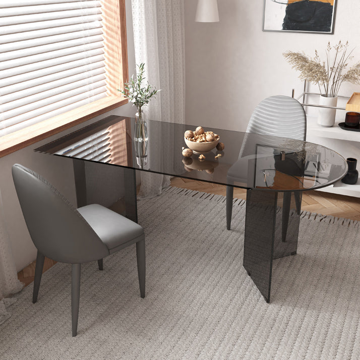 Contemporary Free Form Table Clear Glass Top Table for Dining Room Clearhalo 'Dining Tables & Seating' 'Dining Tables' 'dining_table' 'furn' 'furn_dining_table' 'Furniture' 'furniture_dining_table' 'Kitchen & Dining Furniture' 'kitchen' 'kitchen_dining_table' 4900813