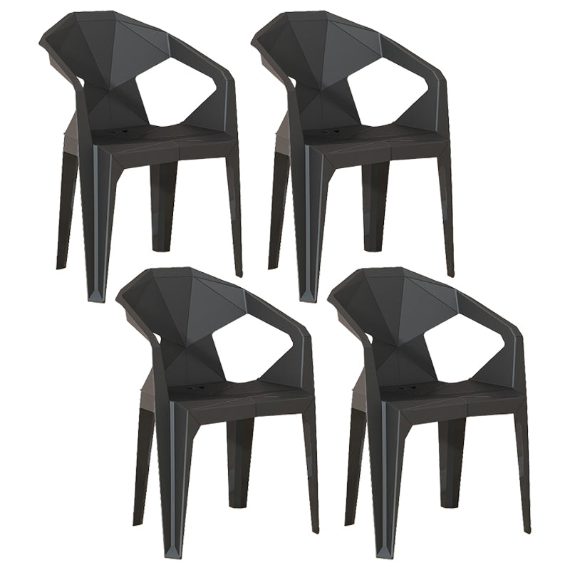 Modern Style Chairs Dining Arm Chairs for Kitchen with Plastic Legs Black 4 Piece Set Clearhalo 'Dining Chairs' 'Dining Tables & Seating' 'dining_chair' 'furn' 'furn_dining_chair' 'Furniture' 'furniture_dining_chair' 'Kitchen & Dining Furniture' 4900828