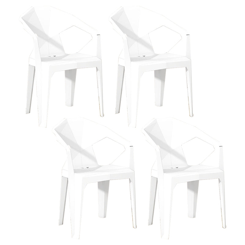 Modern Style Chairs Dining Arm Chairs for Kitchen with Plastic Legs White 4 Piece Set Clearhalo 'Dining Chairs' 'Dining Tables & Seating' 'dining_chair' 'furn' 'furn_dining_chair' 'Furniture' 'furniture_dining_chair' 'Kitchen & Dining Furniture' 4900829