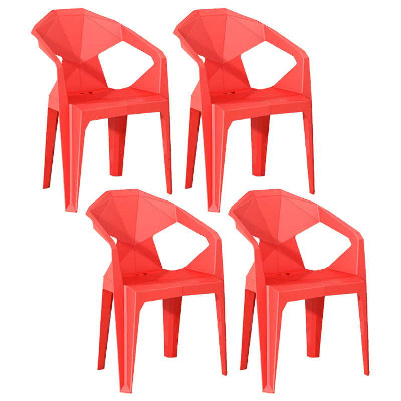 Modern Style Chairs Dining Arm Chairs for Kitchen with Plastic Legs Red 4 Piece Set Clearhalo 'Dining Chairs' 'Dining Tables & Seating' 'dining_chair' 'furn' 'furn_dining_chair' 'Furniture' 'furniture_dining_chair' 'Kitchen & Dining Furniture' 4900831