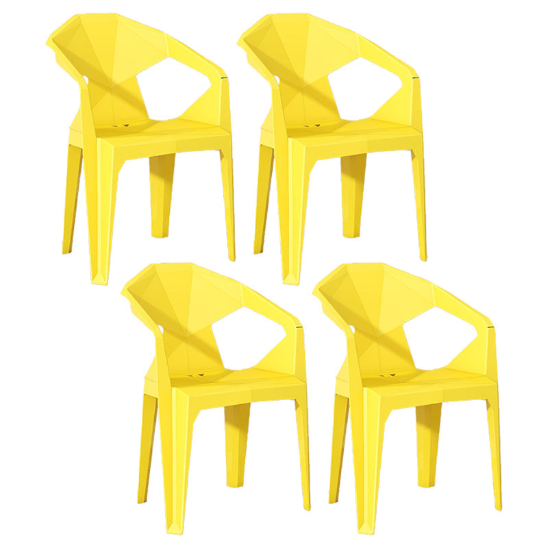 Modern Style Chairs Dining Arm Chairs for Kitchen with Plastic Legs Yellow 4 Piece Set Clearhalo 'Dining Chairs' 'Dining Tables & Seating' 'dining_chair' 'furn' 'furn_dining_chair' 'Furniture' 'furniture_dining_chair' 'Kitchen & Dining Furniture' 4900833