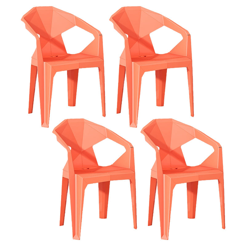 Modern Style Chairs Dining Arm Chairs for Kitchen with Plastic Legs Orange 4 Piece Set Clearhalo 'Dining Chairs' 'Dining Tables & Seating' 'dining_chair' 'furn' 'furn_dining_chair' 'Furniture' 'furniture_dining_chair' 'Kitchen & Dining Furniture' 4900843