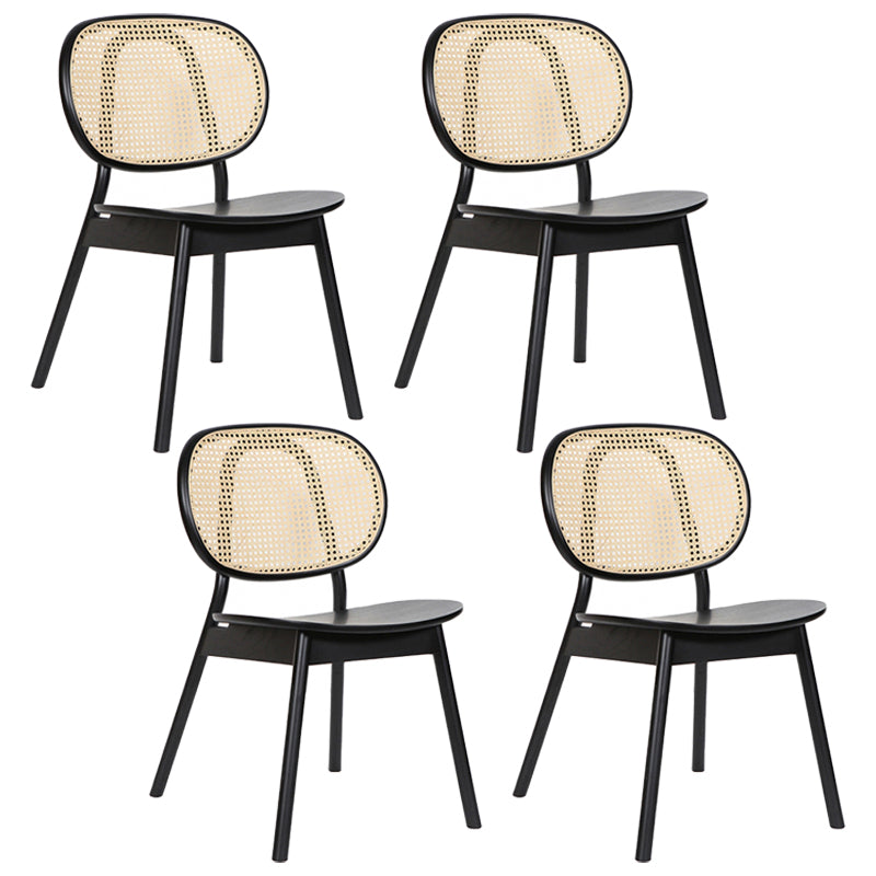 Contemporary Wood Dining Armless Chair Open Back Dining Side Chair for Home Use Black 4 Piece Set Clearhalo 'Dining Chairs' 'Dining Tables & Seating' 'dining_chair' 'furn' 'furn_dining_chair' 'Furniture' 'furniture_dining_chair' 'Kitchen & Dining Furniture' 4900857