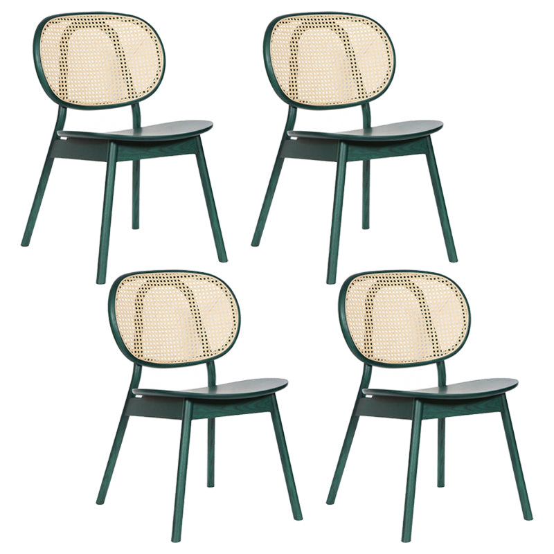 Contemporary Wood Dining Armless Chair Open Back Dining Side Chair for Home Use Green 4 Piece Set Clearhalo 'Dining Chairs' 'Dining Tables & Seating' 'dining_chair' 'furn' 'furn_dining_chair' 'Furniture' 'furniture_dining_chair' 'Kitchen & Dining Furniture' 4900863