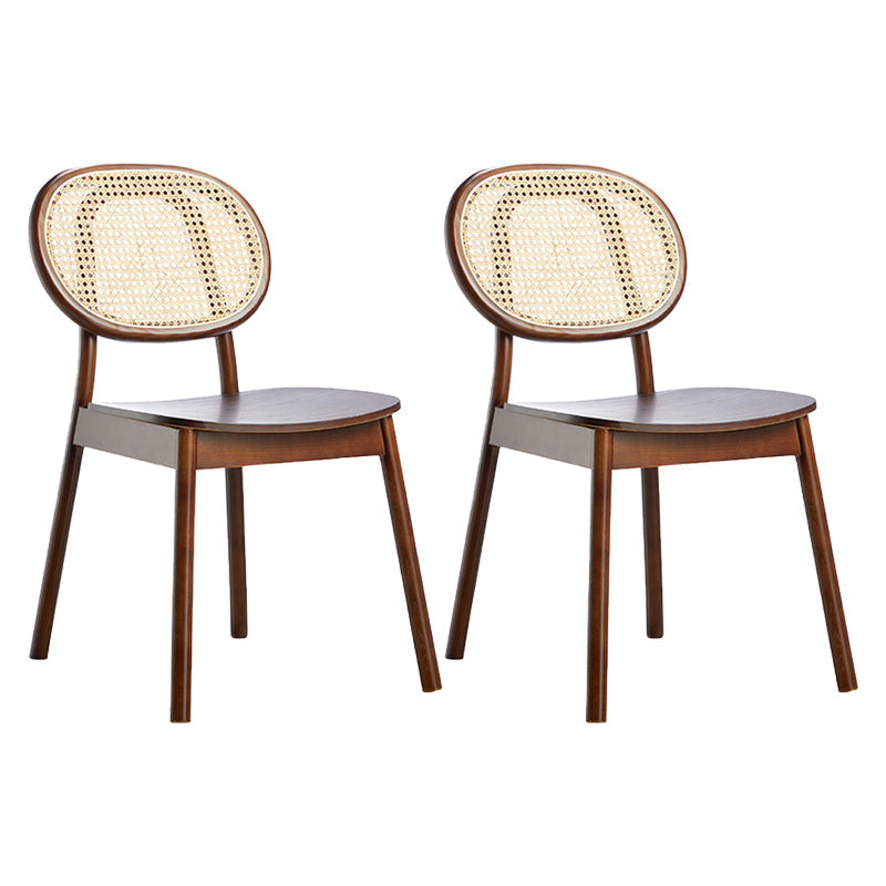 Contemporary Wood Dining Armless Chair Open Back Dining Side Chair for Home Use Walnut 2 Piece Set Clearhalo 'Dining Chairs' 'Dining Tables & Seating' 'dining_chair' 'furn' 'furn_dining_chair' 'Furniture' 'furniture_dining_chair' 'Kitchen & Dining Furniture' 4900873