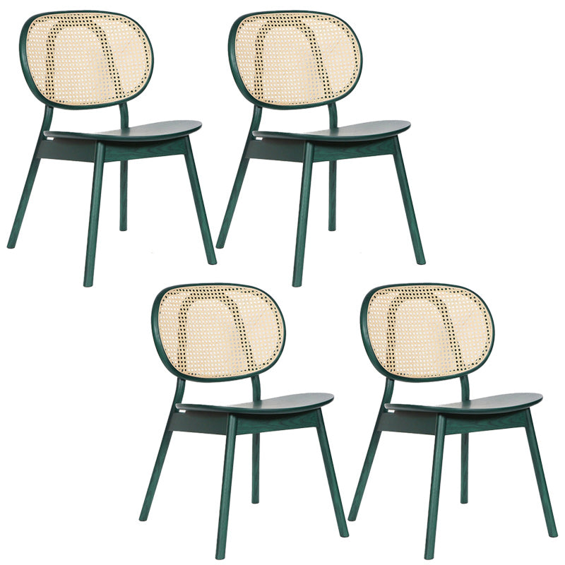 Modern Wood Dining Chair Open Back Dining Side Chair for Home Use Green 4 Piece Set Clearhalo 'Dining Chairs' 'Dining Tables & Seating' 'dining_chair' 'furn' 'furn_dining_chair' 'Furniture' 'furniture_dining_chair' 'Kitchen & Dining Furniture' 4900887