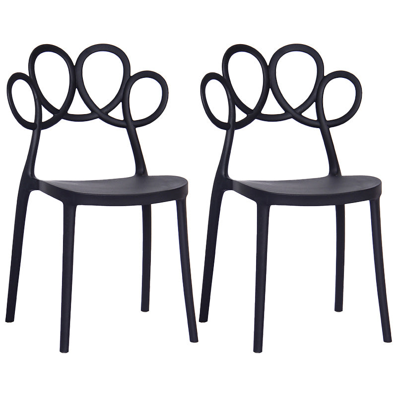 Minimalist Plastic Dining Armless Chair Open Back Dining Side Chair Black 2 Piece Set Clearhalo 'Dining Chairs' 'Dining Tables & Seating' 'dining_chair' 'furn' 'furn_dining_chair' 'Furniture' 'furniture_dining_chair' 'Kitchen & Dining Furniture' 4900899
