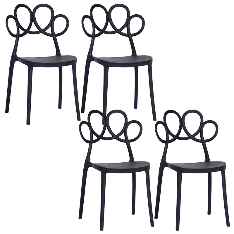 Minimalist Plastic Dining Armless Chair Open Back Dining Side Chair Black 4 Piece Set Clearhalo 'Dining Chairs' 'Dining Tables & Seating' 'dining_chair' 'furn' 'furn_dining_chair' 'Furniture' 'furniture_dining_chair' 'Kitchen & Dining Furniture' 4900900