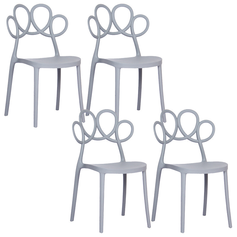Minimalist Plastic Dining Armless Chair Open Back Dining Side Chair Grey 4 Piece Set Clearhalo 'Dining Chairs' 'Dining Tables & Seating' 'dining_chair' 'furn' 'furn_dining_chair' 'Furniture' 'furniture_dining_chair' 'Kitchen & Dining Furniture' 4900905