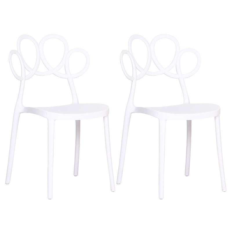 Minimalist Plastic Dining Armless Chair Open Back Dining Side Chair White 2 Piece Set Clearhalo 'Dining Chairs' 'Dining Tables & Seating' 'dining_chair' 'furn' 'furn_dining_chair' 'Furniture' 'furniture_dining_chair' 'Kitchen & Dining Furniture' 4900907
