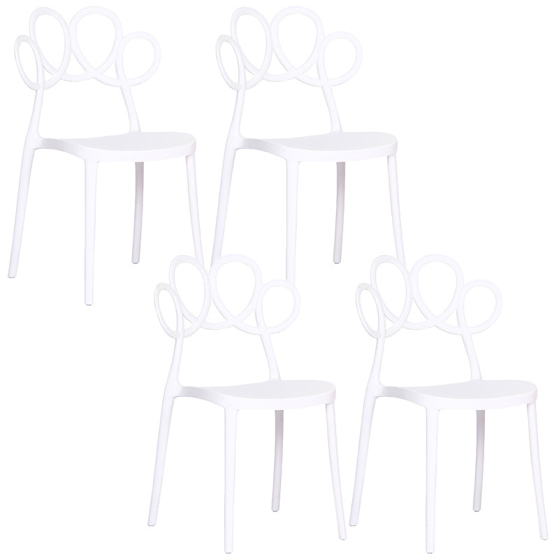 Minimalist Plastic Dining Armless Chair Open Back Dining Side Chair White 4 Piece Set Clearhalo 'Dining Chairs' 'Dining Tables & Seating' 'dining_chair' 'furn' 'furn_dining_chair' 'Furniture' 'furniture_dining_chair' 'Kitchen & Dining Furniture' 4900908