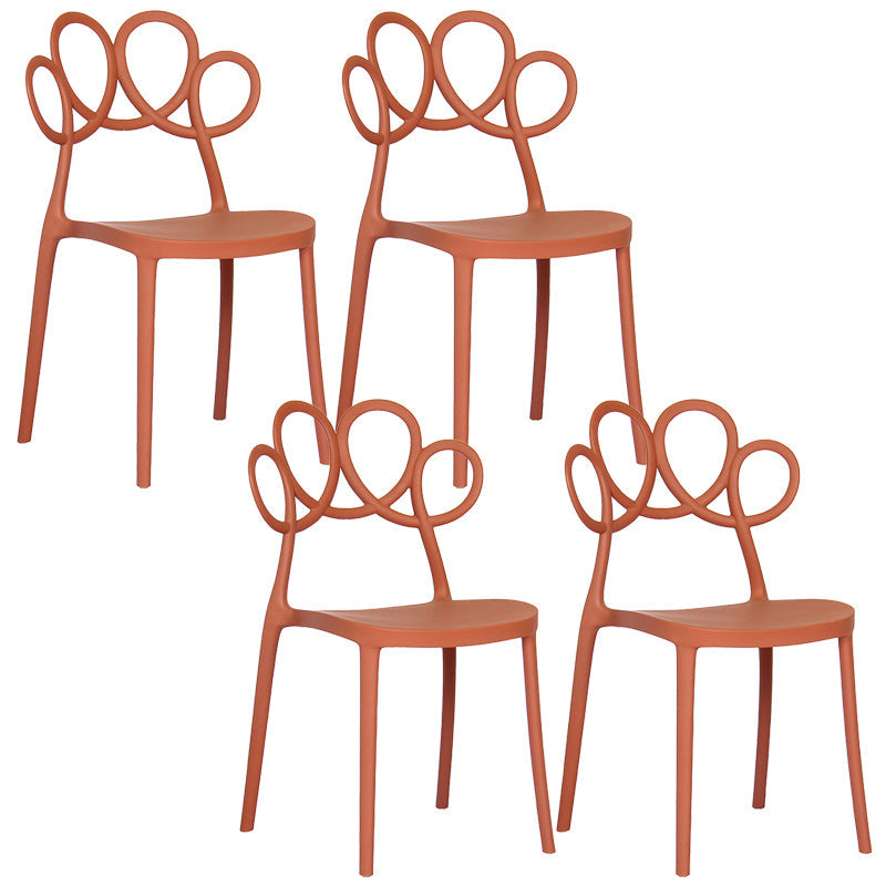 Minimalist Plastic Dining Armless Chair Open Back Dining Side Chair Red 4 Piece Set Clearhalo 'Dining Chairs' 'Dining Tables & Seating' 'dining_chair' 'furn' 'furn_dining_chair' 'Furniture' 'furniture_dining_chair' 'Kitchen & Dining Furniture' 4900912