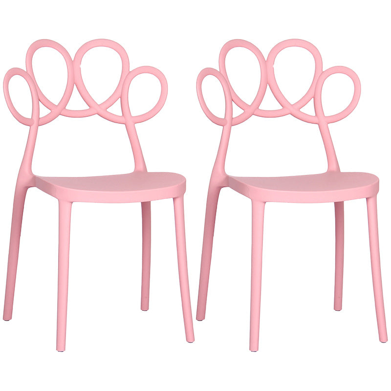 Minimalist Plastic Dining Armless Chair Open Back Dining Side Chair Pink 2 Piece Set Clearhalo 'Dining Chairs' 'Dining Tables & Seating' 'dining_chair' 'furn' 'furn_dining_chair' 'Furniture' 'furniture_dining_chair' 'Kitchen & Dining Furniture' 4900914