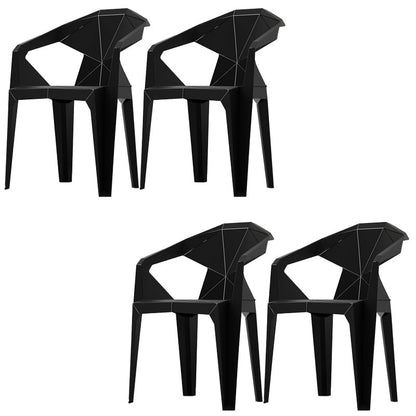 Modern Style Chair Dining Arm Chairs for Kitchen with Plastic Legs Black 4 Piece Set Clearhalo 'Dining Chairs' 'Dining Tables & Seating' 'dining_chair' 'furn' 'furn_dining_chair' 'Furniture' 'furniture_dining_chair' 'Kitchen & Dining Furniture' 4900923