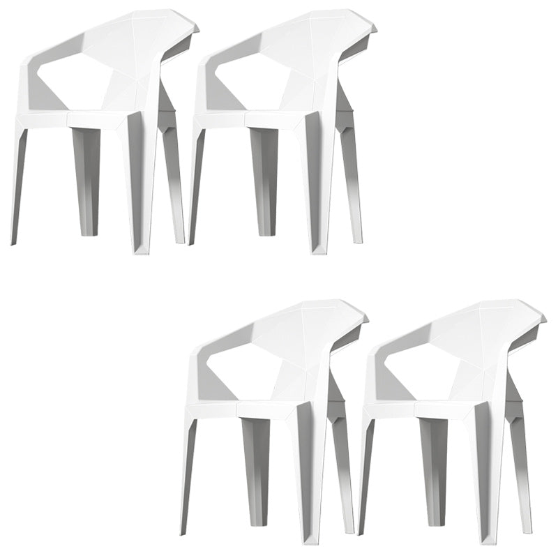 Modern Style Chair Dining Arm Chairs for Kitchen with Plastic Legs White 4 Piece Set Clearhalo 'Dining Chairs' 'Dining Tables & Seating' 'dining_chair' 'furn' 'furn_dining_chair' 'Furniture' 'furniture_dining_chair' 'Kitchen & Dining Furniture' 4900924