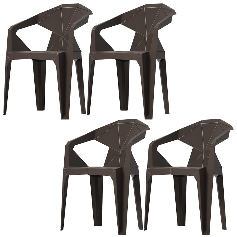 Modern Style Chair Dining Arm Chairs for Kitchen with Plastic Legs Dark Coffee 4 Piece Set Clearhalo 'Dining Chairs' 'Dining Tables & Seating' 'dining_chair' 'furn' 'furn_dining_chair' 'Furniture' 'furniture_dining_chair' 'Kitchen & Dining Furniture' 4900932