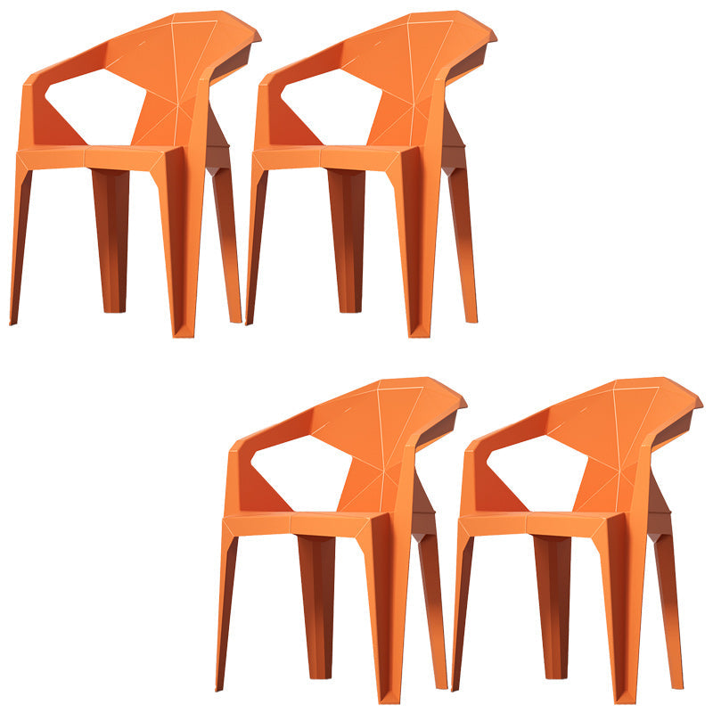 Modern Style Chair Dining Arm Chairs for Kitchen with Plastic Legs Orange 4 Piece Set Clearhalo 'Dining Chairs' 'Dining Tables & Seating' 'dining_chair' 'furn' 'furn_dining_chair' 'Furniture' 'furniture_dining_chair' 'Kitchen & Dining Furniture' 4900936
