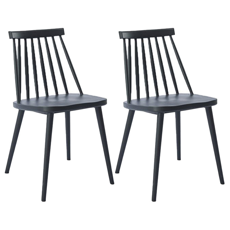 Scandinavian Slat Back Side Chair for Home Plastic Dining Armless Chair Black 2 Piece Set Clearhalo 'Dining Chairs' 'Dining Tables & Seating' 'dining_chair' 'furn' 'furn_dining_chair' 'Furniture' 'furniture_dining_chair' 'Kitchen & Dining Furniture' 4900947