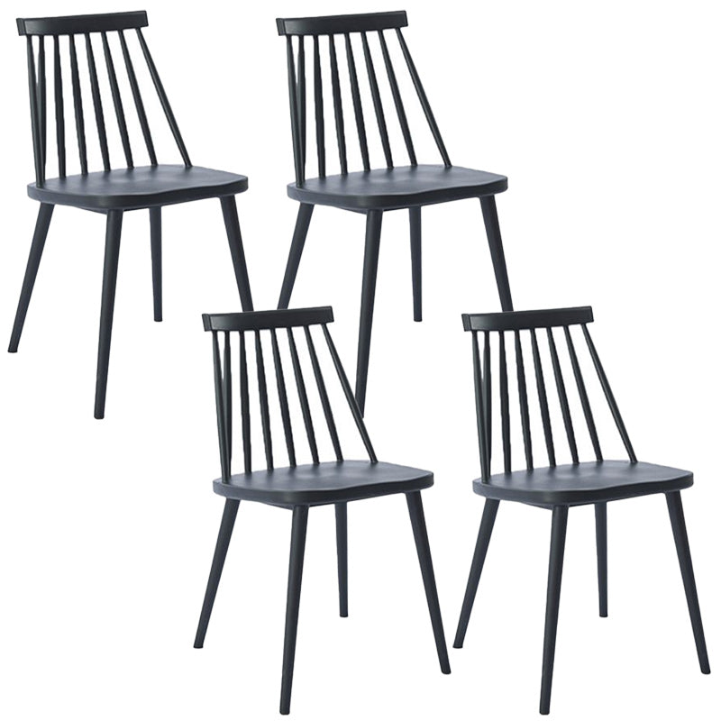 Scandinavian Slat Back Side Chair for Home Plastic Dining Armless Chair Black 4 Piece Set Clearhalo 'Dining Chairs' 'Dining Tables & Seating' 'dining_chair' 'furn' 'furn_dining_chair' 'Furniture' 'furniture_dining_chair' 'Kitchen & Dining Furniture' 4900949
