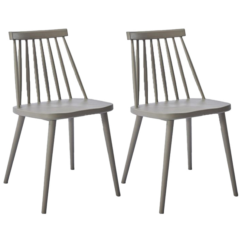 Scandinavian Slat Back Side Chair for Home Plastic Dining Armless Chair Dark Gray 2 Piece Set Clearhalo 'Dining Chairs' 'Dining Tables & Seating' 'dining_chair' 'furn' 'furn_dining_chair' 'Furniture' 'furniture_dining_chair' 'Kitchen & Dining Furniture' 4900950