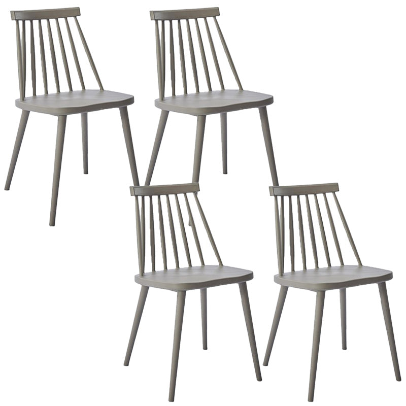 Scandinavian Slat Back Side Chair for Home Plastic Dining Armless Chair Dark Gray 4 Piece Set Clearhalo 'Dining Chairs' 'Dining Tables & Seating' 'dining_chair' 'furn' 'furn_dining_chair' 'Furniture' 'furniture_dining_chair' 'Kitchen & Dining Furniture' 4900952