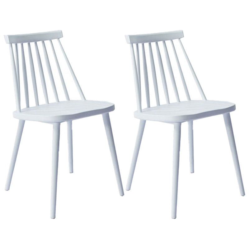Scandinavian Slat Back Side Chair for Home Plastic Dining Armless Chair White 2 Piece Set Clearhalo 'Dining Chairs' 'Dining Tables & Seating' 'dining_chair' 'furn' 'furn_dining_chair' 'Furniture' 'furniture_dining_chair' 'Kitchen & Dining Furniture' 4900958