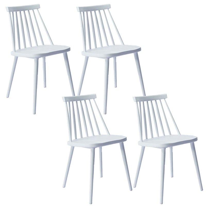 Scandinavian Slat Back Side Chair for Home Plastic Dining Armless Chair White 4 Piece Set Clearhalo 'Dining Chairs' 'Dining Tables & Seating' 'dining_chair' 'furn' 'furn_dining_chair' 'Furniture' 'furniture_dining_chair' 'Kitchen & Dining Furniture' 4900961