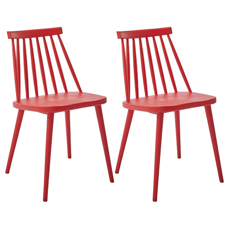 Scandinavian Slat Back Side Chair for Home Plastic Dining Armless Chair Red 2 Piece Set Clearhalo 'Dining Chairs' 'Dining Tables & Seating' 'dining_chair' 'furn' 'furn_dining_chair' 'Furniture' 'furniture_dining_chair' 'Kitchen & Dining Furniture' 4900962
