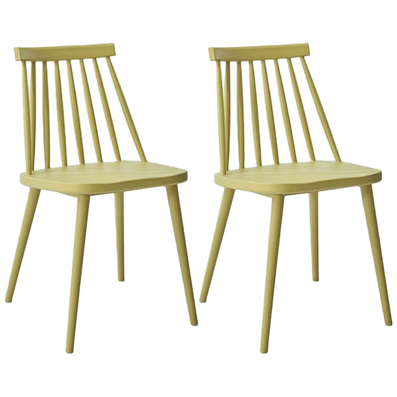 Scandinavian Slat Back Side Chair for Home Plastic Dining Armless Chair Yellow 2 Piece Set Clearhalo 'Dining Chairs' 'Dining Tables & Seating' 'dining_chair' 'furn' 'furn_dining_chair' 'Furniture' 'furniture_dining_chair' 'Kitchen & Dining Furniture' 4900967