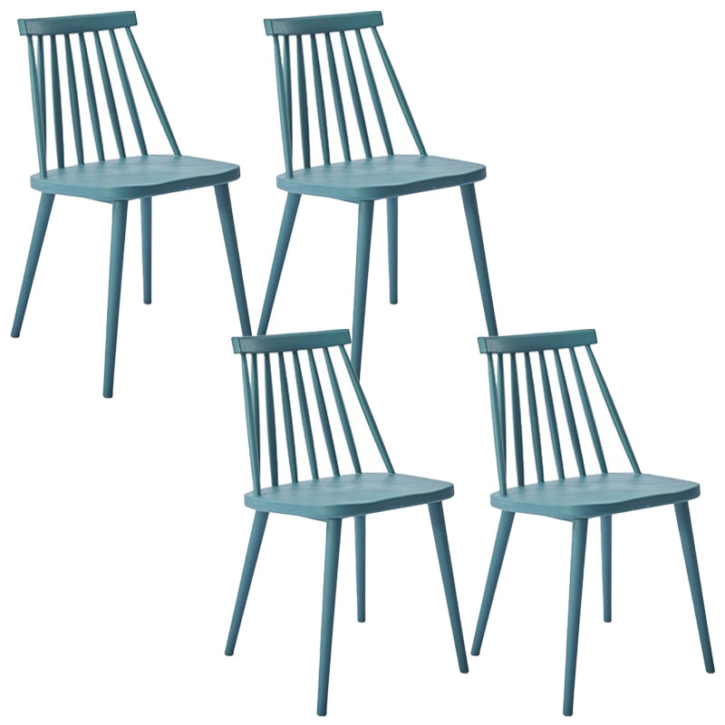 Scandinavian Slat Back Side Chair for Home Plastic Dining Armless Chair Blue 4 Piece Set Clearhalo 'Dining Chairs' 'Dining Tables & Seating' 'dining_chair' 'furn' 'furn_dining_chair' 'Furniture' 'furniture_dining_chair' 'Kitchen & Dining Furniture' 4900970