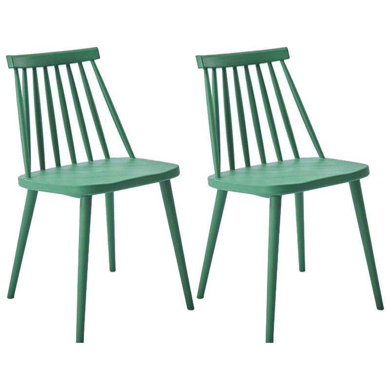 Scandinavian Slat Back Side Chair for Home Plastic Dining Armless Chair Green 2 Piece Set Clearhalo 'Dining Chairs' 'Dining Tables & Seating' 'dining_chair' 'furn' 'furn_dining_chair' 'Furniture' 'furniture_dining_chair' 'Kitchen & Dining Furniture' 4900971
