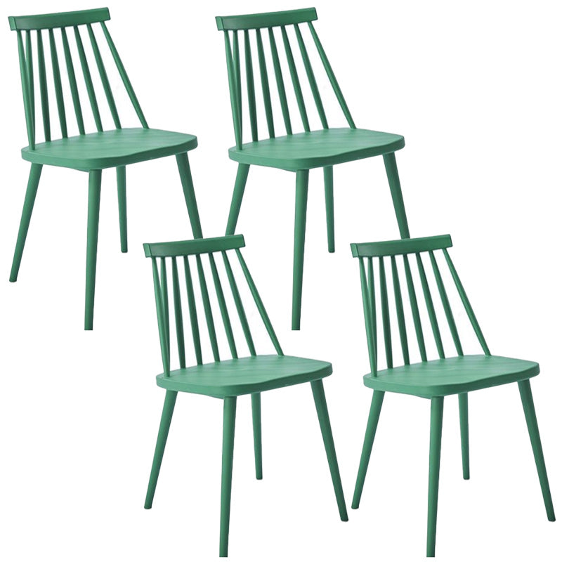 Scandinavian Slat Back Side Chair for Home Plastic Dining Armless Chair Green 4 Piece Set Clearhalo 'Dining Chairs' 'Dining Tables & Seating' 'dining_chair' 'furn' 'furn_dining_chair' 'Furniture' 'furniture_dining_chair' 'Kitchen & Dining Furniture' 4900972