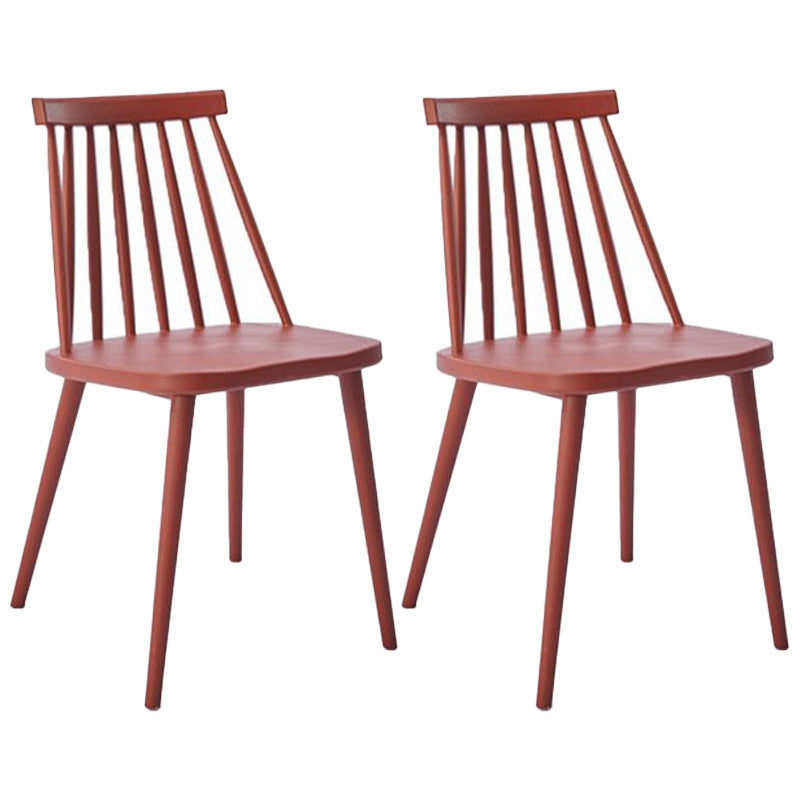 Scandinavian Slat Back Side Chair for Home Plastic Dining Armless Chair Burgundy 2 Piece Set Clearhalo 'Dining Chairs' 'Dining Tables & Seating' 'dining_chair' 'furn' 'furn_dining_chair' 'Furniture' 'furniture_dining_chair' 'Kitchen & Dining Furniture' 4900973